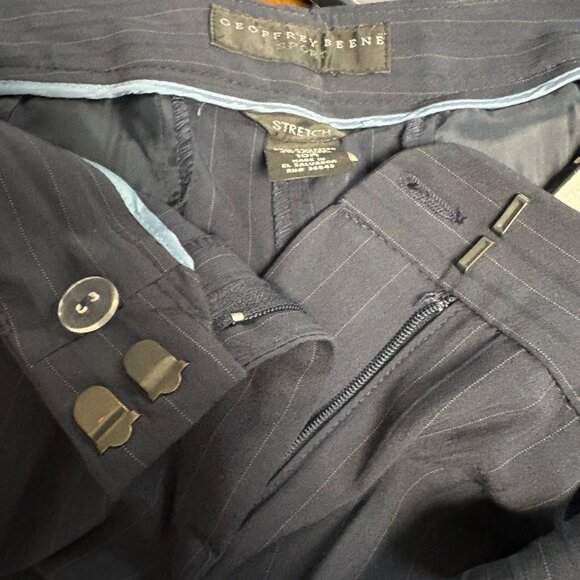 Geoffrey Beene Sport Navy Pinstripe Stretch Trousers Womens Size 10R Pants NEW - Picture 4 of 8